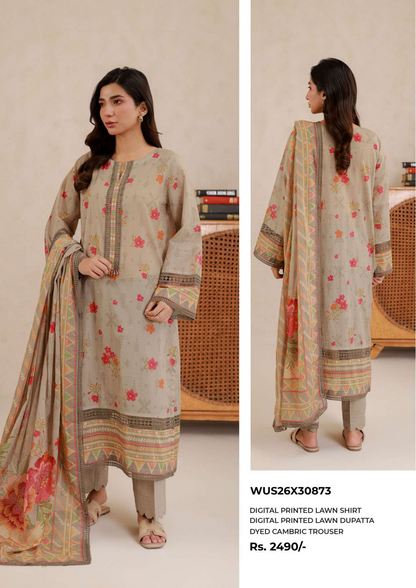 ZELLBURY Unstitched Lawn Collection 2026 Design # WUS26X30873