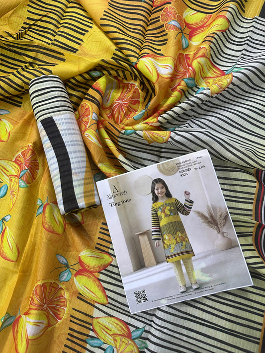 Almeerah Ting Tone Unstitched Kids 2Pcs Collection