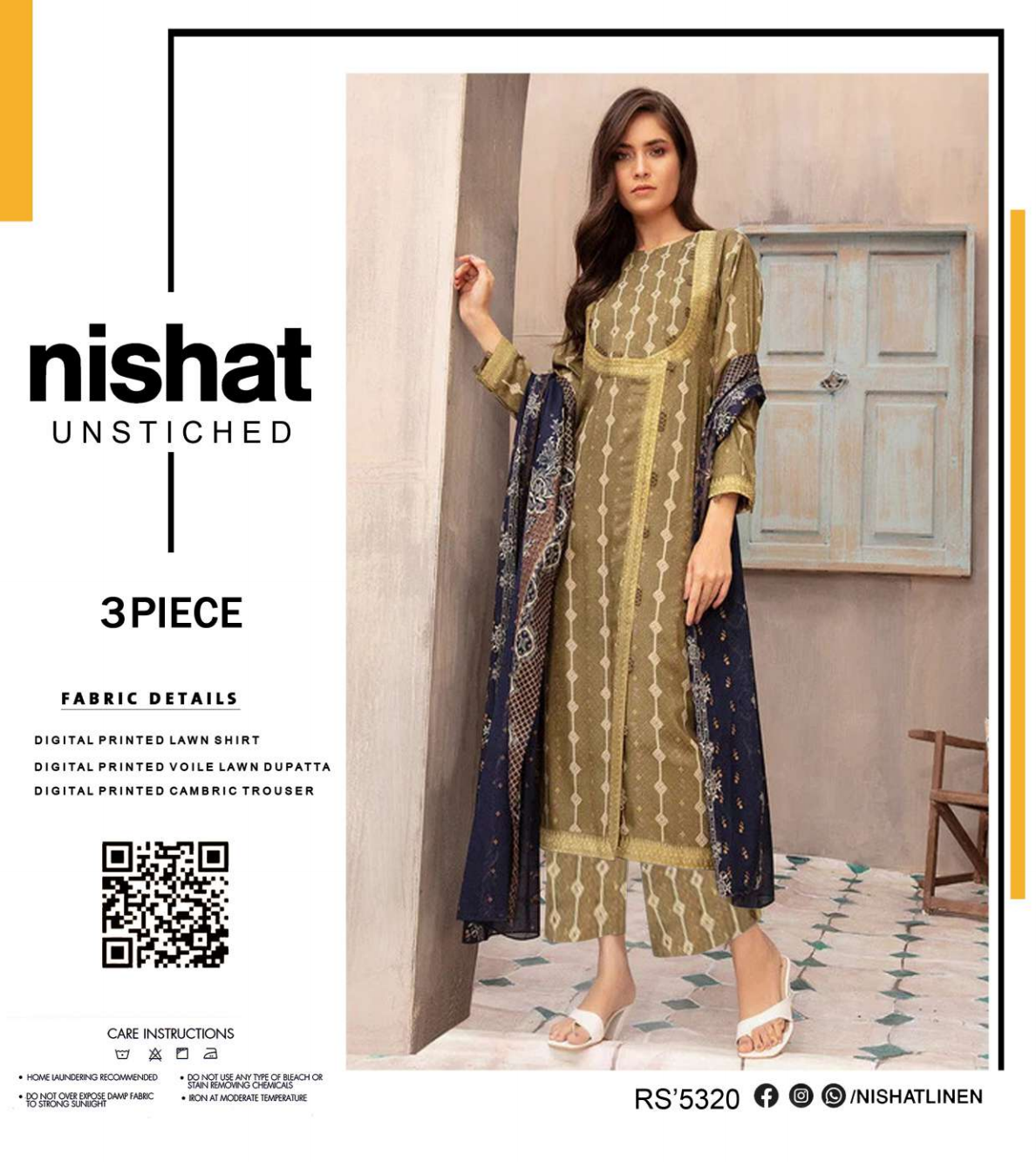 NISHAT LAWN UNSTITCHED SAME AS ORIGINAL 3PCS