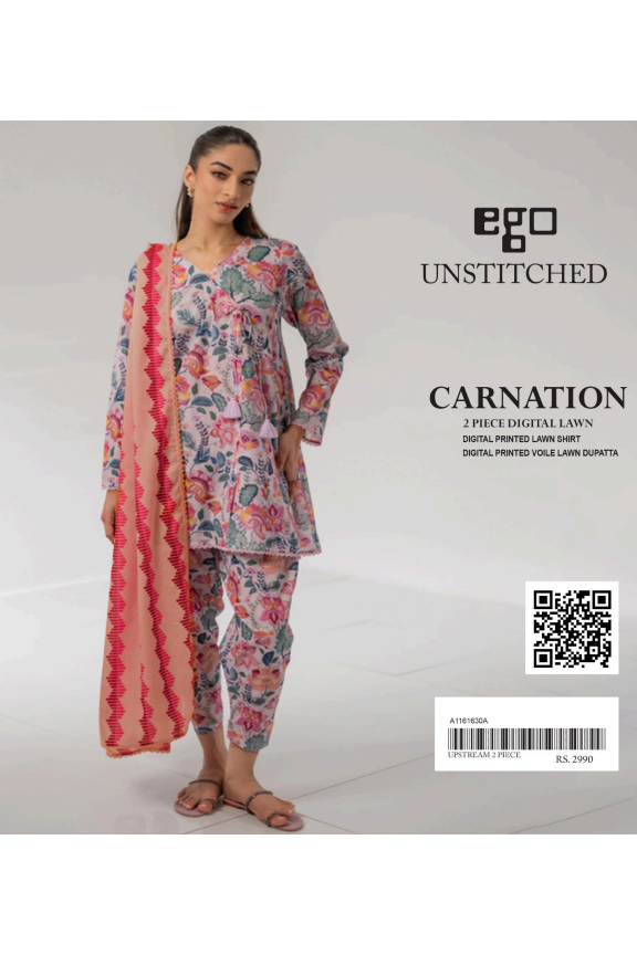 EGO PINK (S+D) UNSTITCHED 2PCS DIGITAL PRINTED LAWN COLLECTION