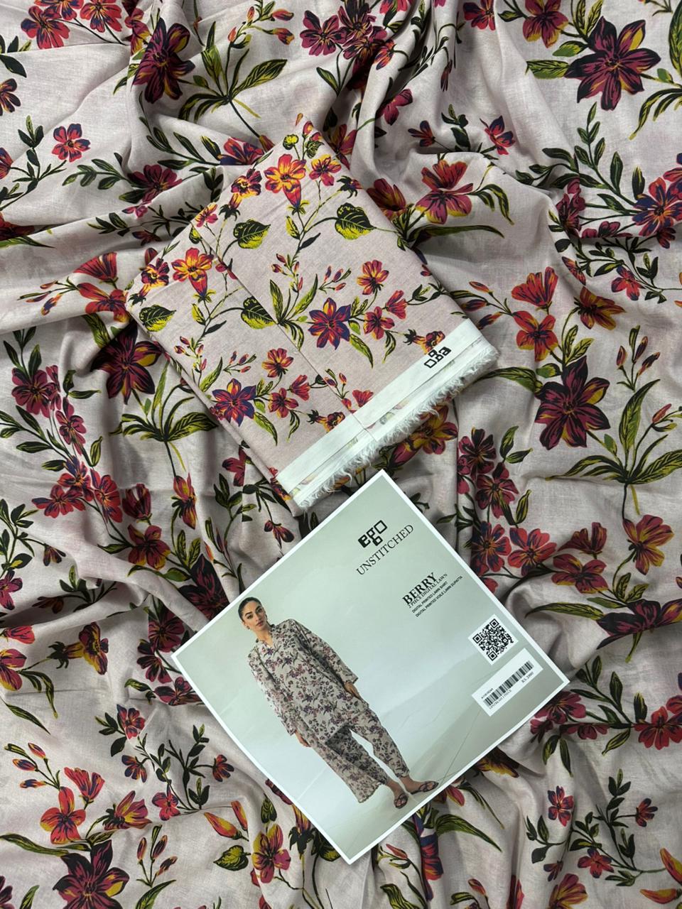 EGO PEACH (S+D) UNSTITCHED 2PCS DIGITAL PRINTED LAWN COLLECTION