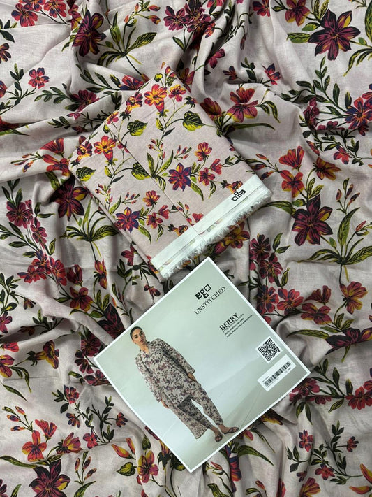 EGO PEACH (S+D) UNSTITCHED 2PCS DIGITAL PRINTED LAWN COLLECTION