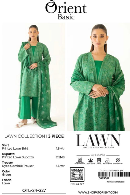 Orient Unstitched Lawn 3 Piece Collection D.C:- OTL-24-327