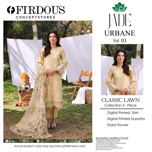 FIRDOUS JADE Cream Yellow 3-Piece