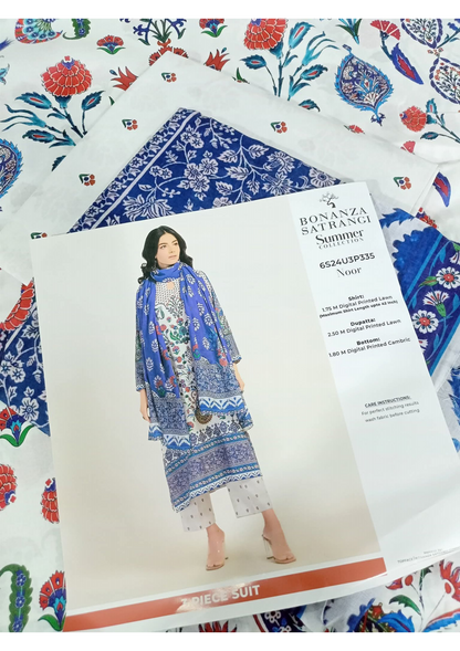 Bonanza Satrangi 100% Original Lawn Dupatta Unstitched 3 Piece