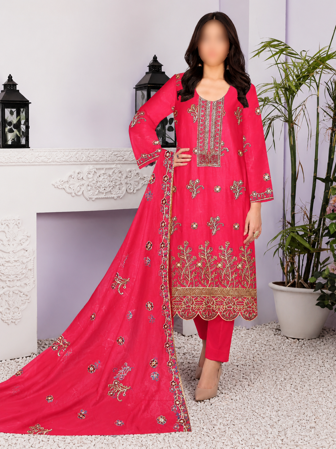 Minaaish 3Pcs Embroidery Randomly Any Color/Any Design