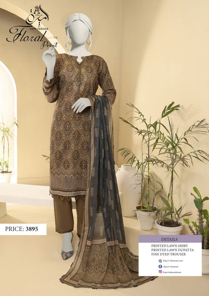 Almeerah Floral 💯% Original 3PC Unstitched In Wholesale Price