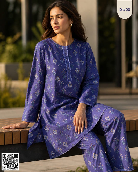 Saira & Samina Stitched 2PCs (S+T) Collection D #03