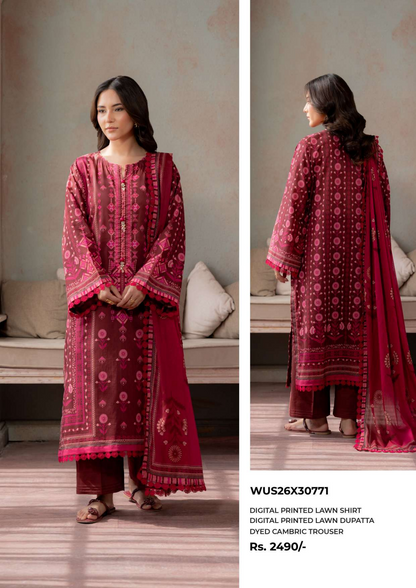 ZELLBURY Unstitched Lawn Collection 2026 Design # WUS26X30771