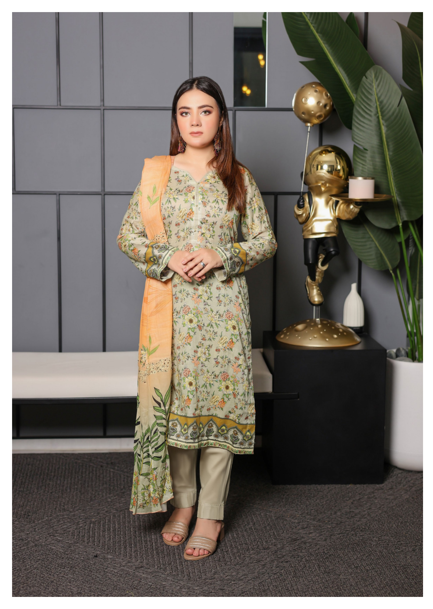 JAWED ARTS ZEBTAN –  3PC UNSTITCHED SUIT Design: 3