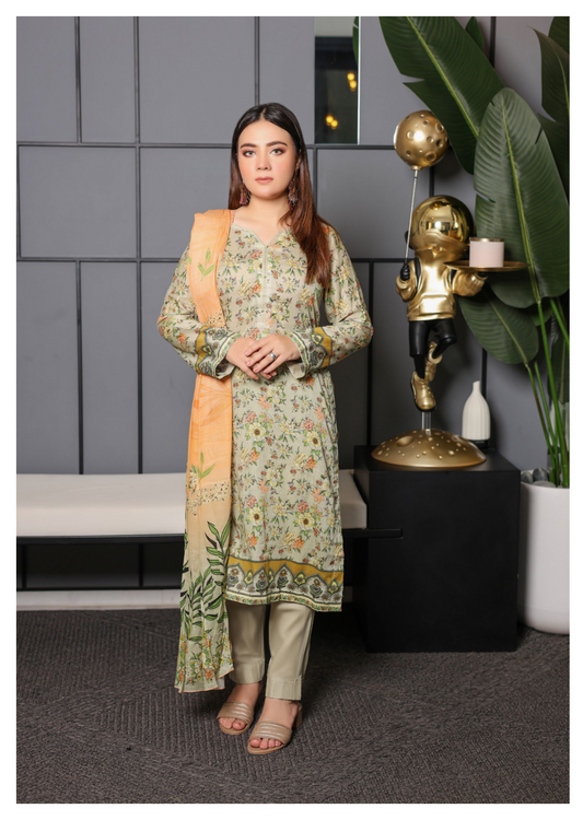 JAWED ARTS ZEBTAN –  3PC UNSTITCHED SUIT Design: 3