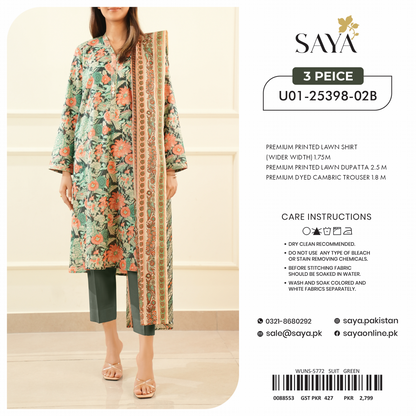 Saya Unstitched 100% Original LAWN 3P Suit In WHOLESALE PRICE 💯✨