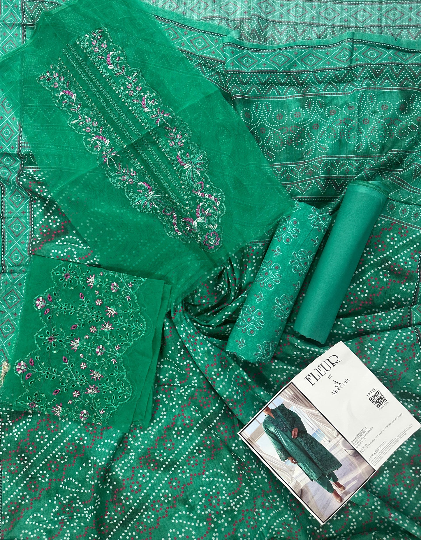 Fleur By Almeerah - Sea Glimmer – Digital Chundri Lawn