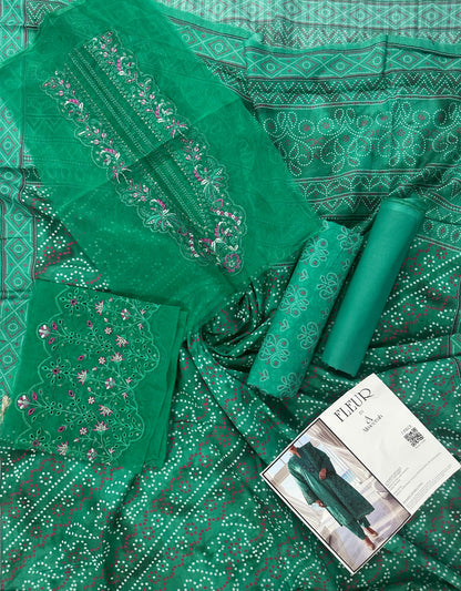 Fleur By Almeerah - Sea Glimmer – Digital Chundri Lawn