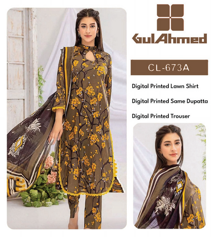 GulAhmed Lawn Printed 3PC In Wholesale Price