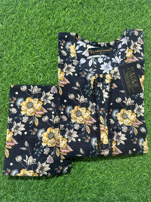 Saira & Samina Stitched CORDSET 2PCs Pure Lawn – Ready to Wear Collection