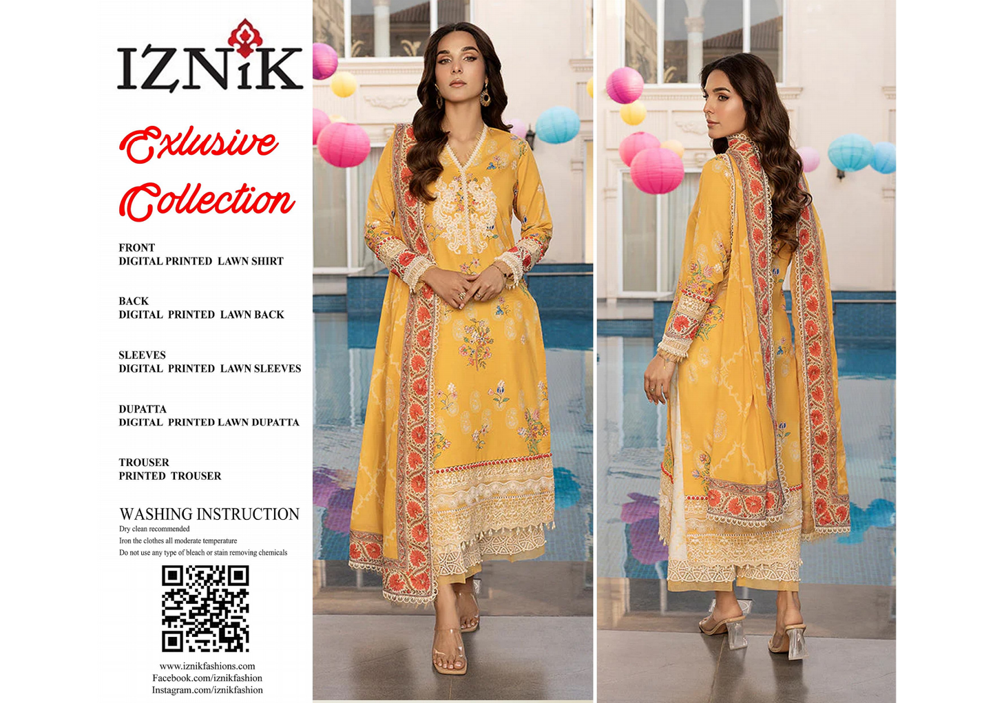 Iznik Lawn Unstitched 3 Pieces in Wholesale Price 🔥🧡