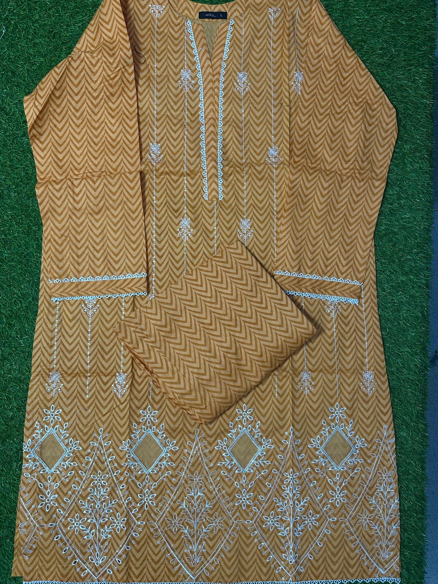 Aifa Orange Luxury Lawn Stitched Embroidery 2Pcs Collection