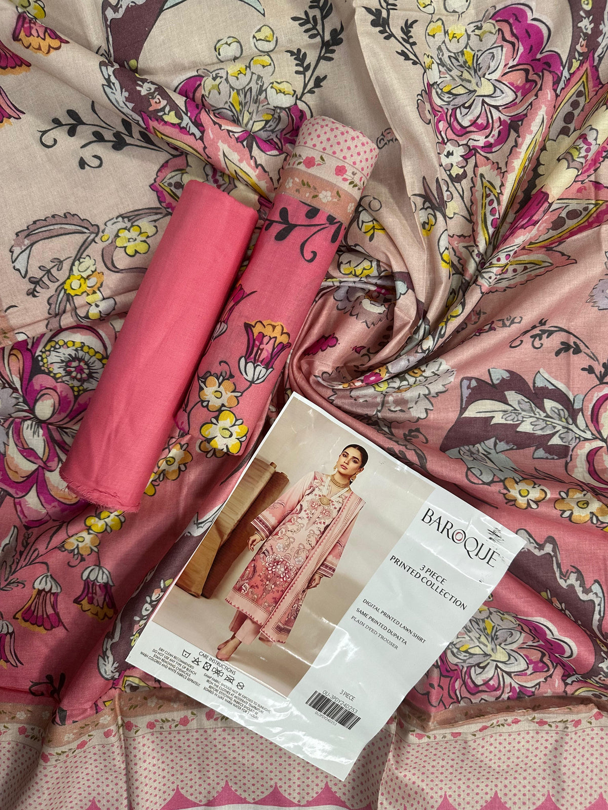 Baroque Pink Printed Lawn 3-Piece