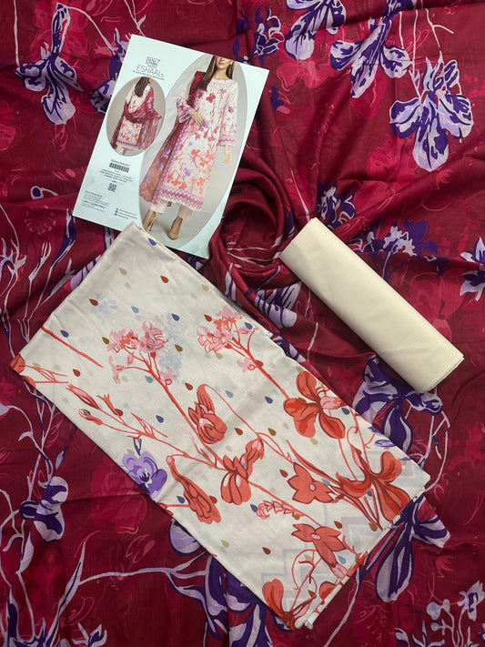 Eshaal Premium 3PC Lawn Collection Design No# SSW6U3P412UT