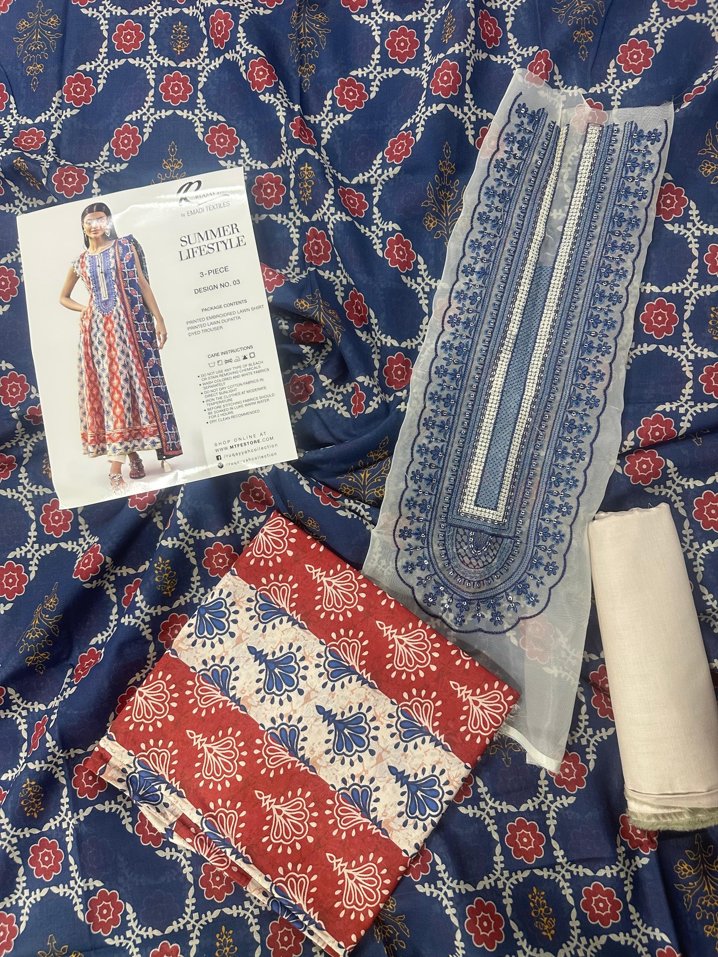 RUQAYYAHS – Digital Printed Embroidered Lawn Collection 2026 Design # 03