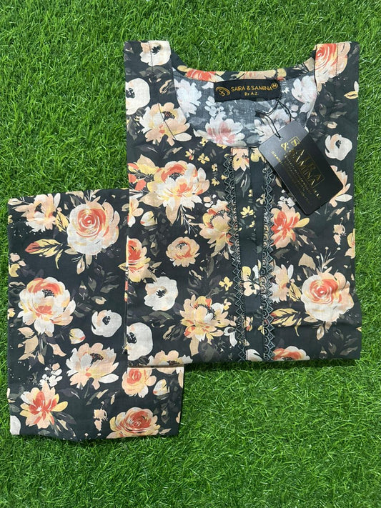 Saira & Samina Stitched CORDSET 2PCs Pure Lawn – Ready to Wear Collection