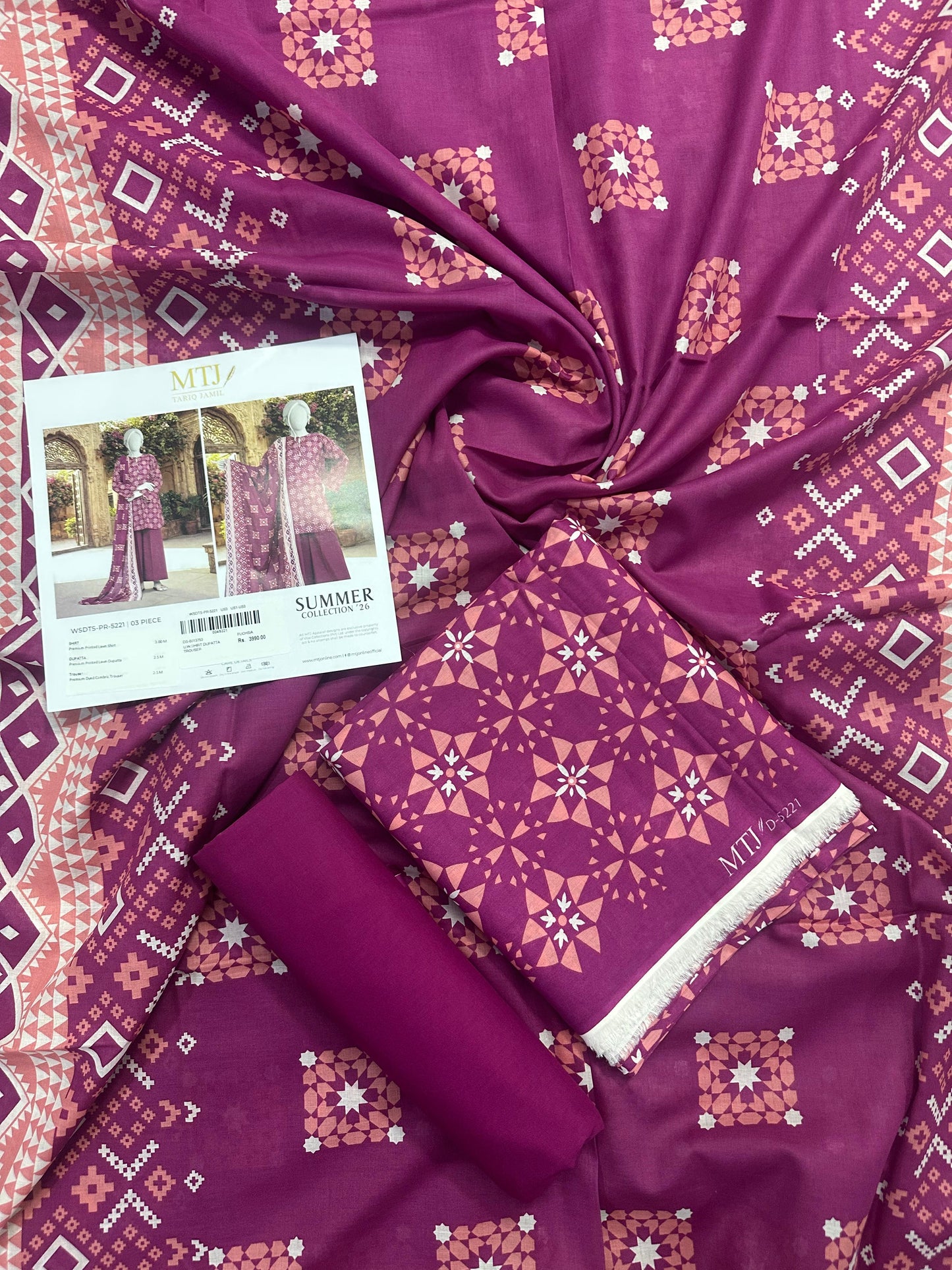 MTJ Original(WSDTS-PR-5221) Printed Lawn Unstitched Collection – Summer 2026
