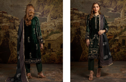 Merakish velvet Embroidered 3P