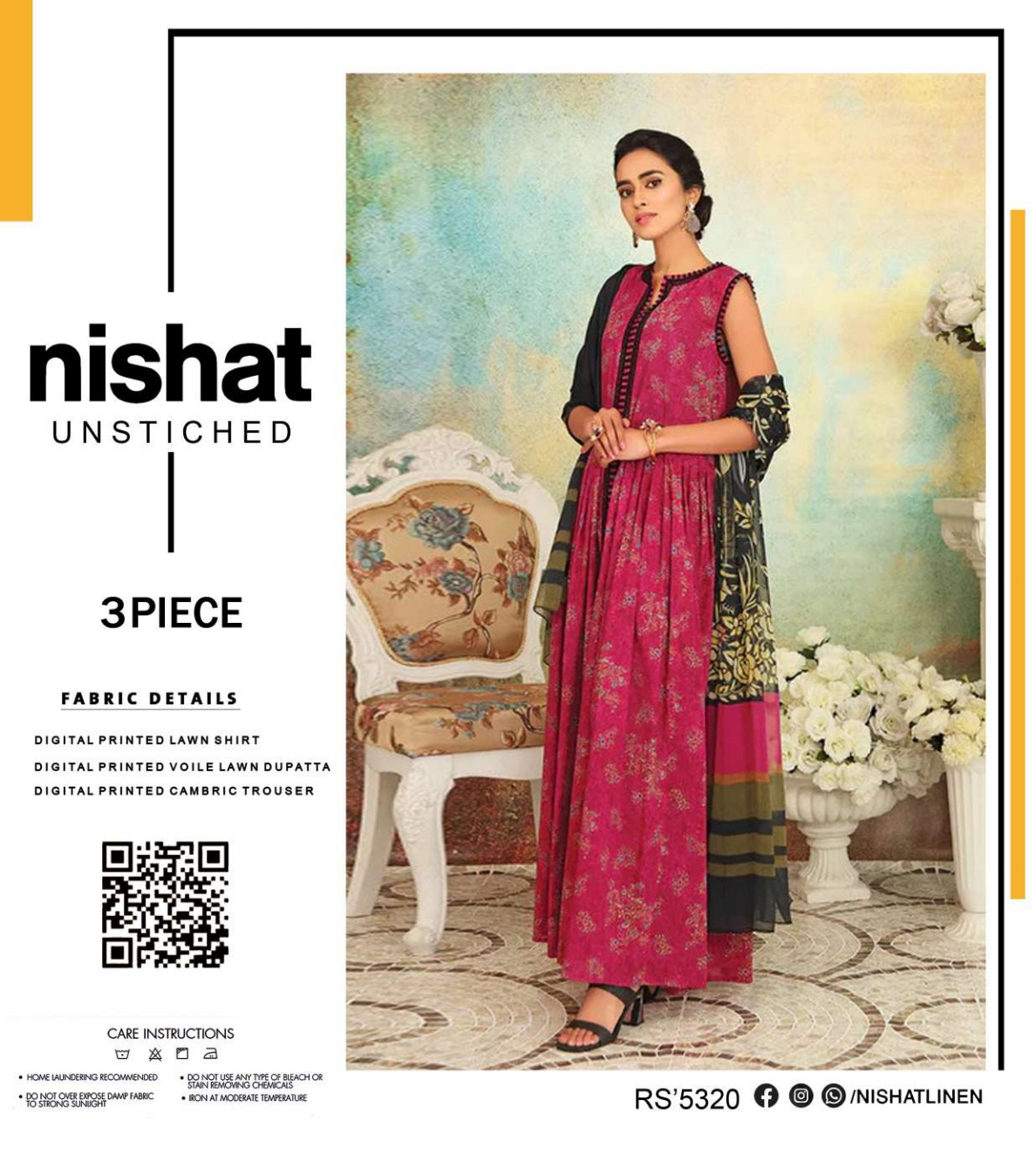 NISHAT LAWN UNSTITCHED SAME AS ORIGINAL 3PCS