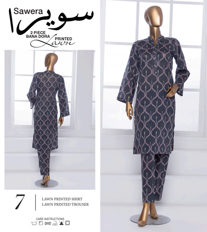 🌟 SAWERA BANADORA 100% Original Lawn 2 PC Unstitched – Series 2025 🌟