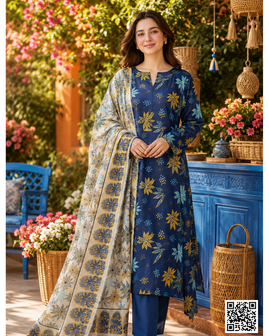 ZAMAN PRINTED UNSTITCHED 3PCS COLLECTION