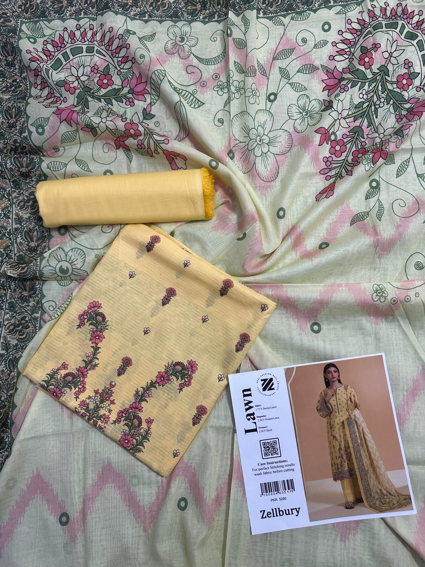 Zellbury Doriya Lawn 3 Pcs Unstitched Collection D.C:- WUS25X25709