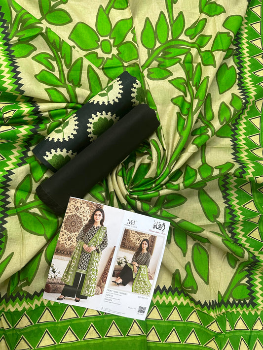 Izhaan MJ - Black-Green D-03 3pcs Printed