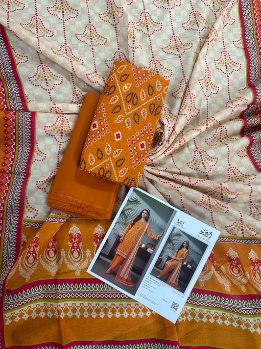 Izhaan MJ Orange D-06 3pcs Printed