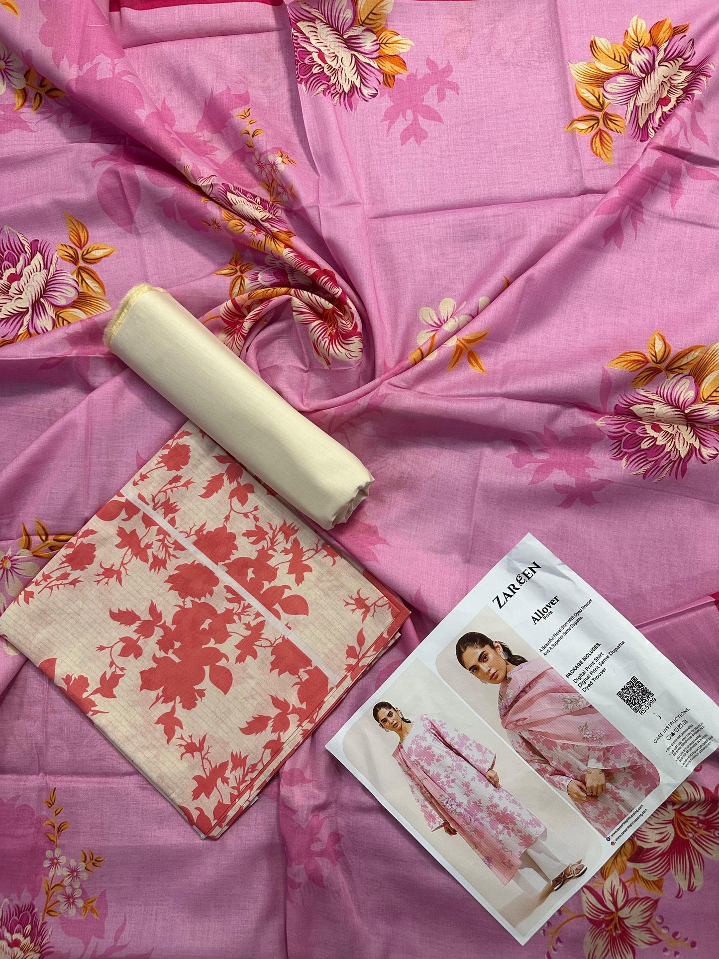 ZAREEN Pink 3pcs Allover