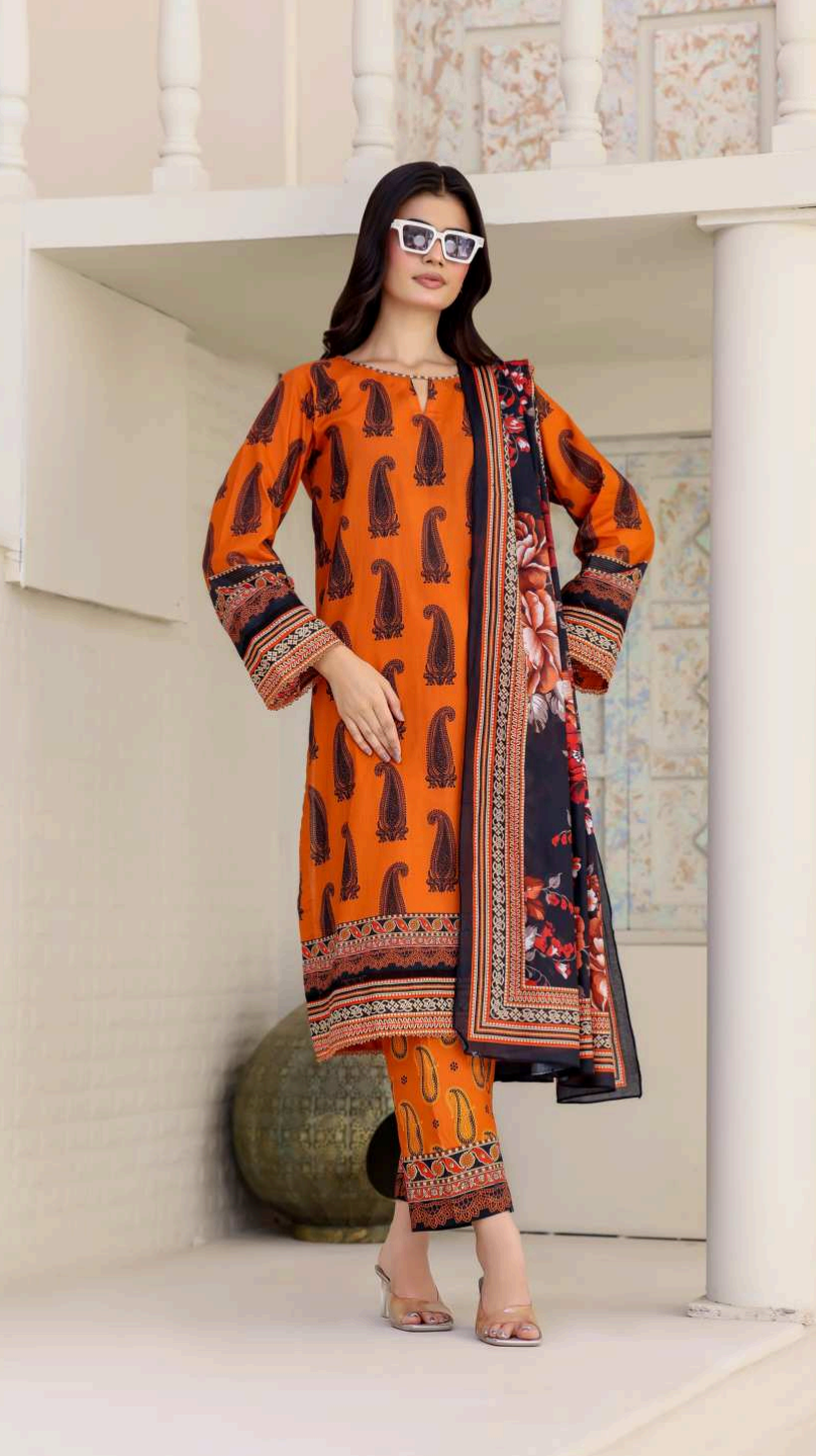ALISHA D-03 DIGITAL PRINTED LAWN  3PCS