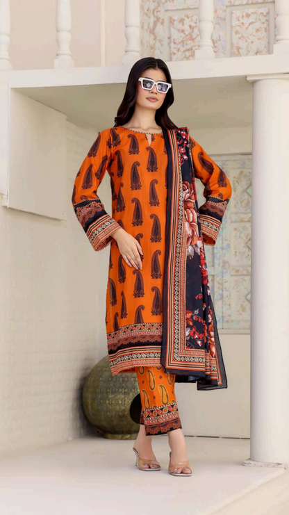 ALISHA D-03 DIGITAL PRINTED LAWN  3PCS