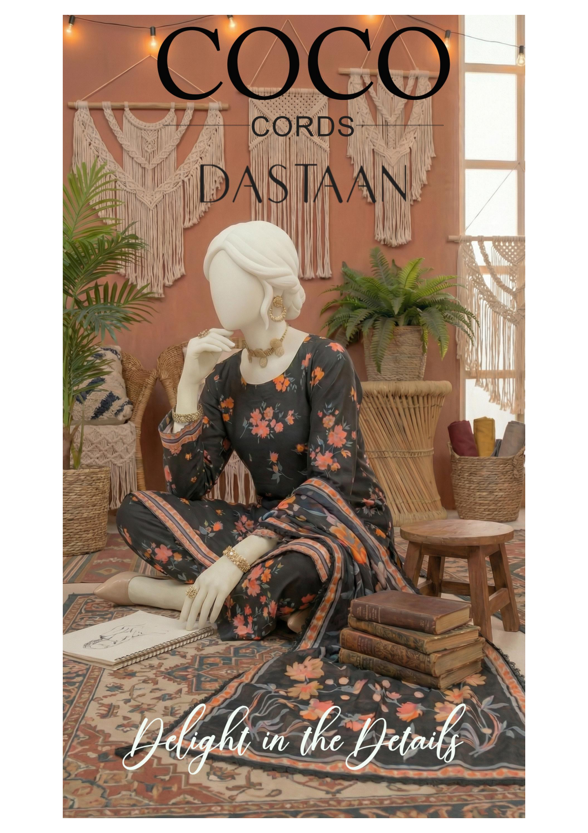 COCO CORDS BY DASTAN Unstitched Original Lawn 3 Piece Collection Designs #6