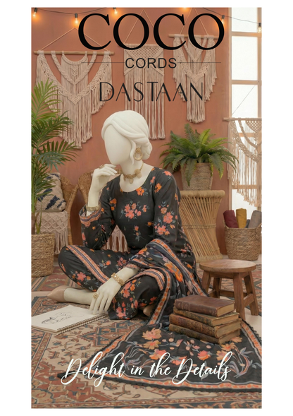 COCO CORDS BY DASTAN Unstitched Original Lawn 3 Piece Collection Designs #6