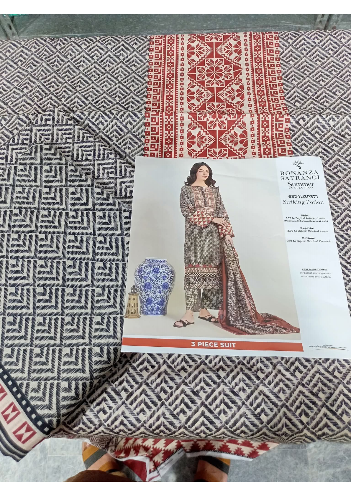 Bonanza Satrangi 100% Original Lawn Dupatta Unstitched 3 Piece