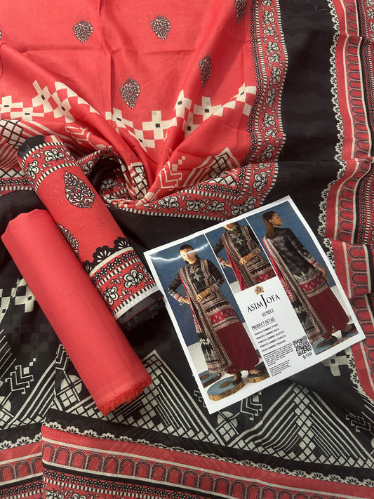AsimJofa Black Printed 3Pcs