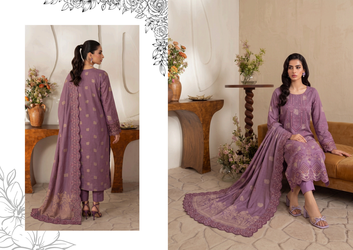 Bonanza Satrangi Plum Luxe Jacquard 3Pcs