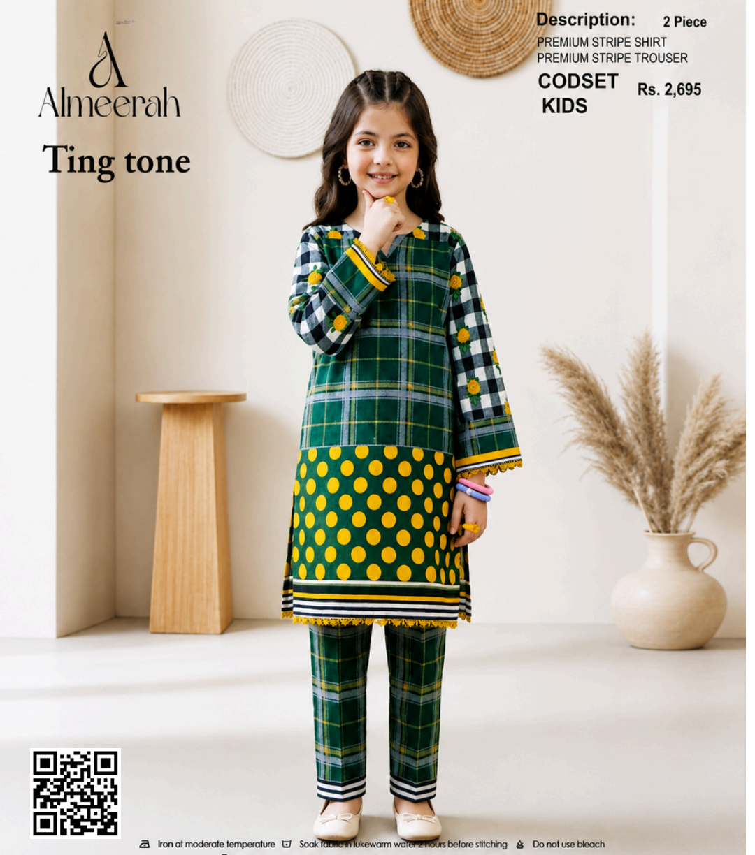 Almeerah Ting Tone Unstitched Kids 2Pcs Collection