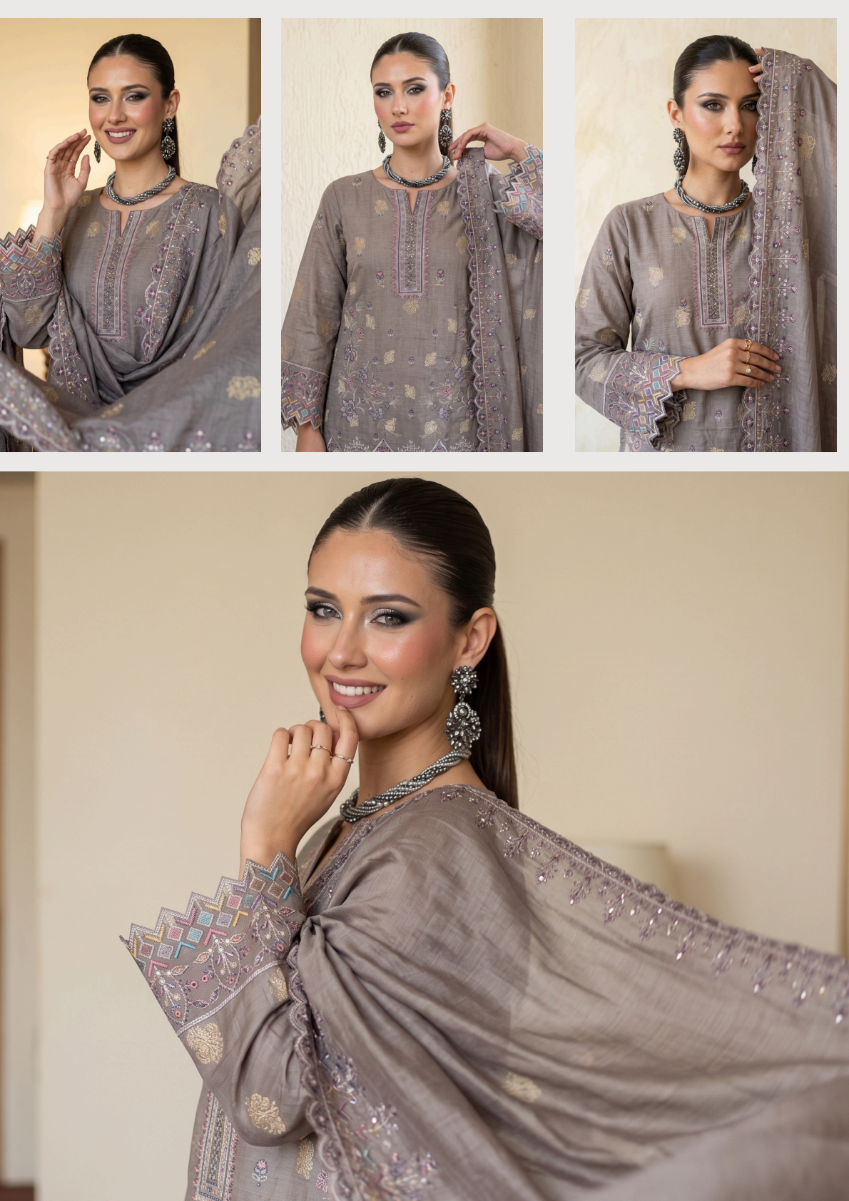 Bonanza Satrangi Smoke Grey Jacquard 3Pcs