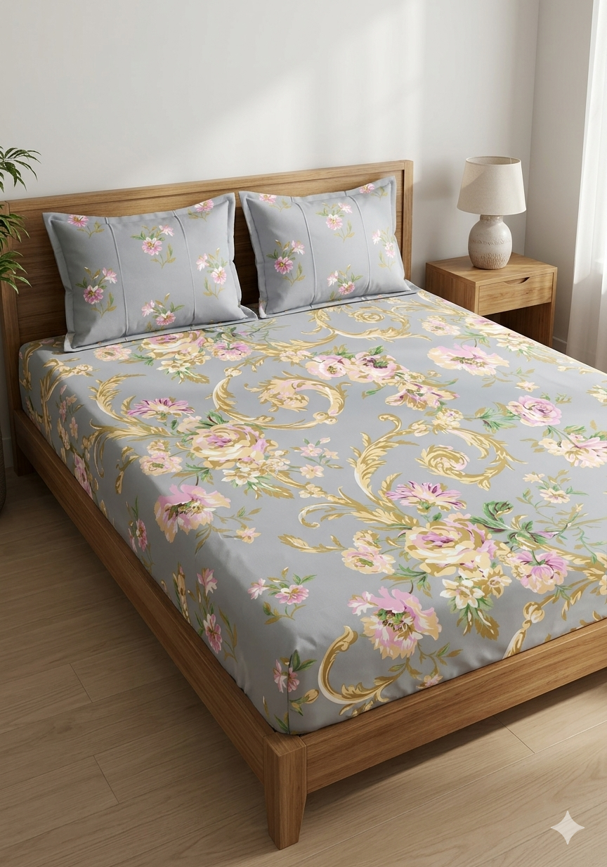 SALONIKA PURE COTTON BEDSHEETS Most Demanding Collection Full Printed King Size Bedsheets