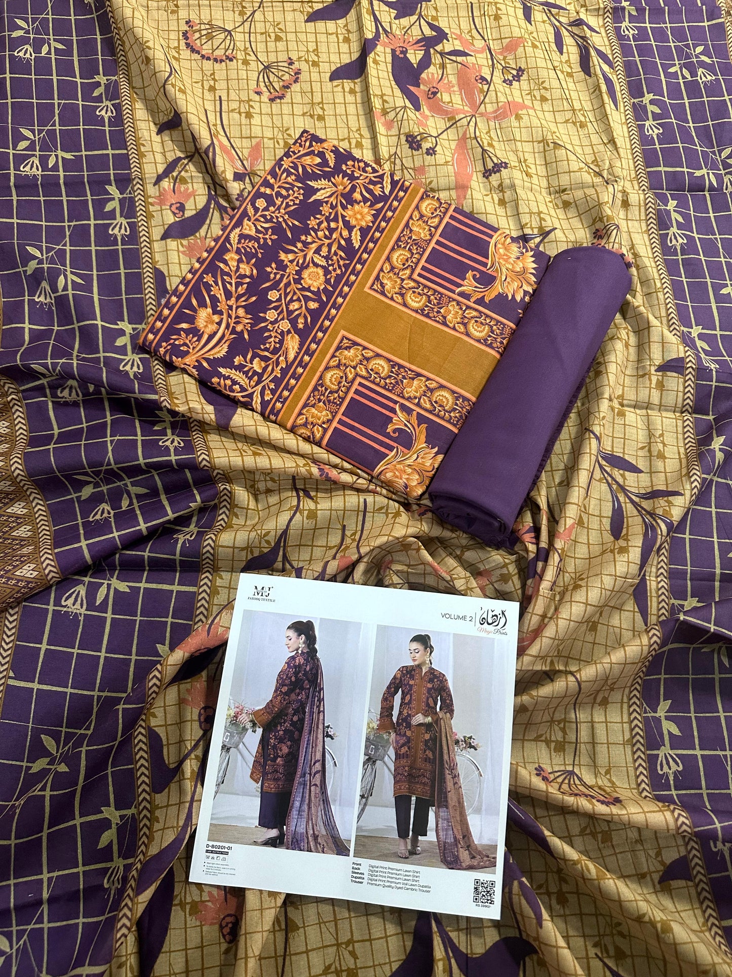 ✨ Izhan Magic Prints by MJ ✨ Lawn Unstitched Lawn 100% Original Lawn 3 Pieces ❤️🔥