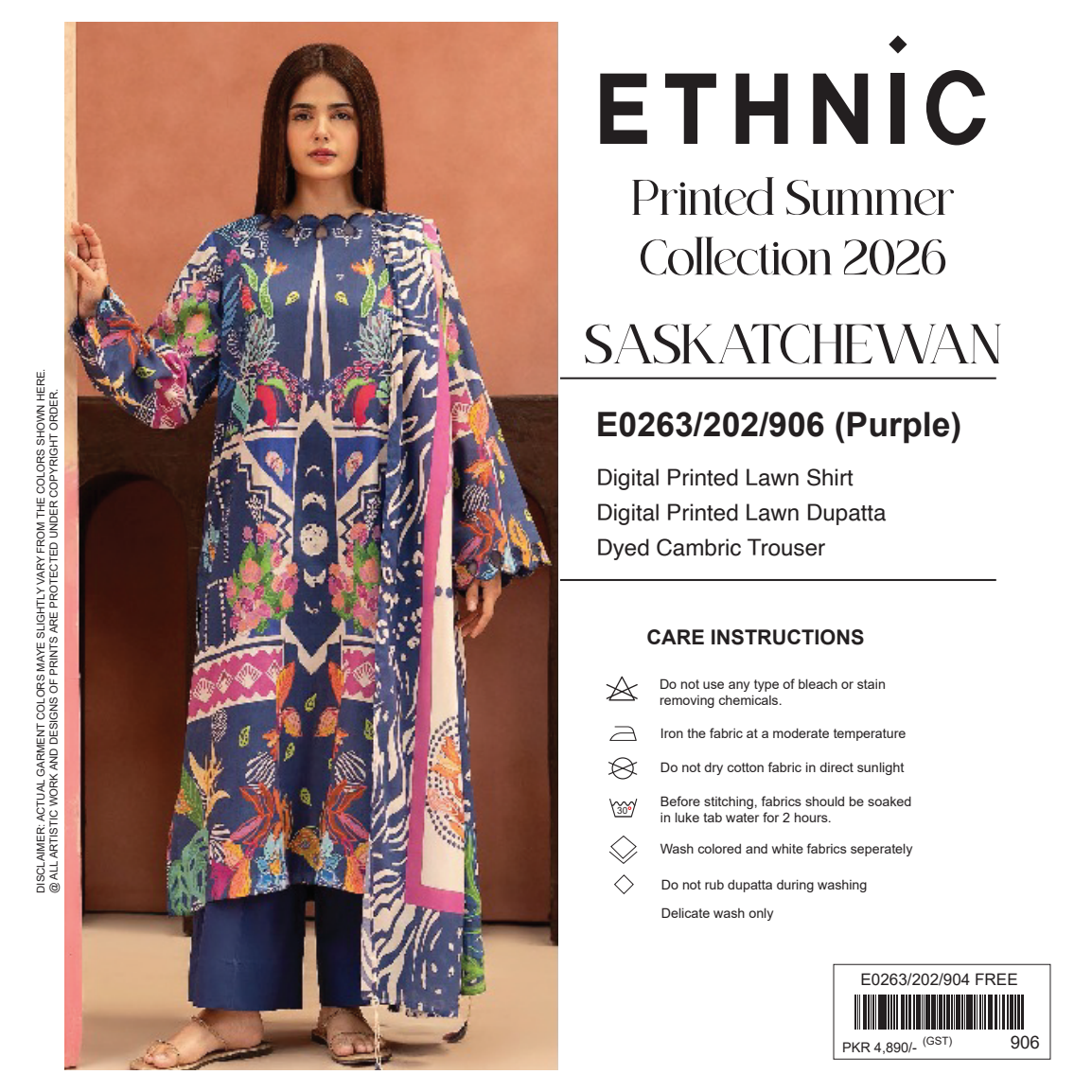Ethnic Purple Digital Printed Lawn Collection