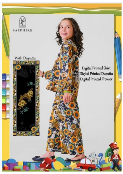Sapphire Unstitched Kids Collection Lawn 3 Piece 💕👧