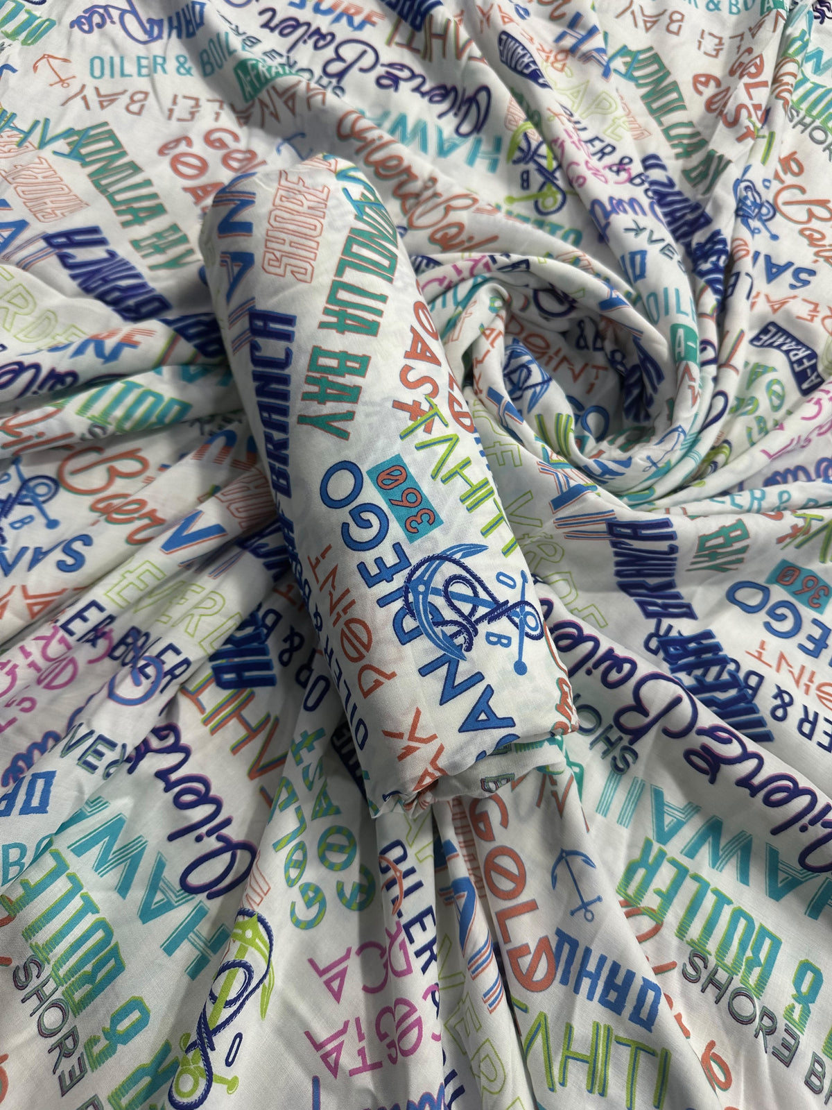 Digital Printed White Text Linen Allover 2Pcs