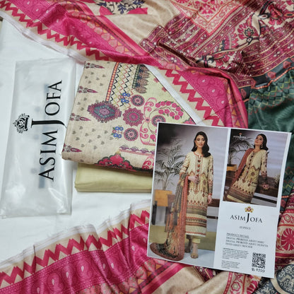 Asim Jofa Unstitched Lawn Printed 3PC In Wholesale Price